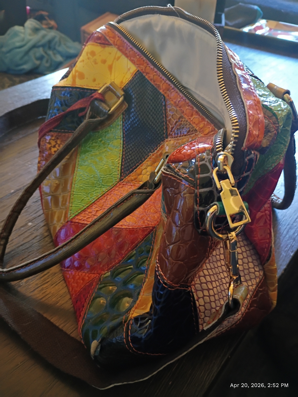 Chaos By Elise, Multicolor Patchwork Shoulder Bag - Genuine Leather